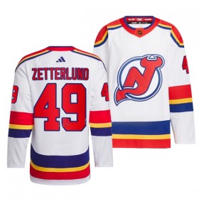 New Jersey Devils tröja Fabian Zetterlund 49 Adidas 2022-23 Vit Reverse Retro 2.0 Authentic - NHL Tröjor Herr